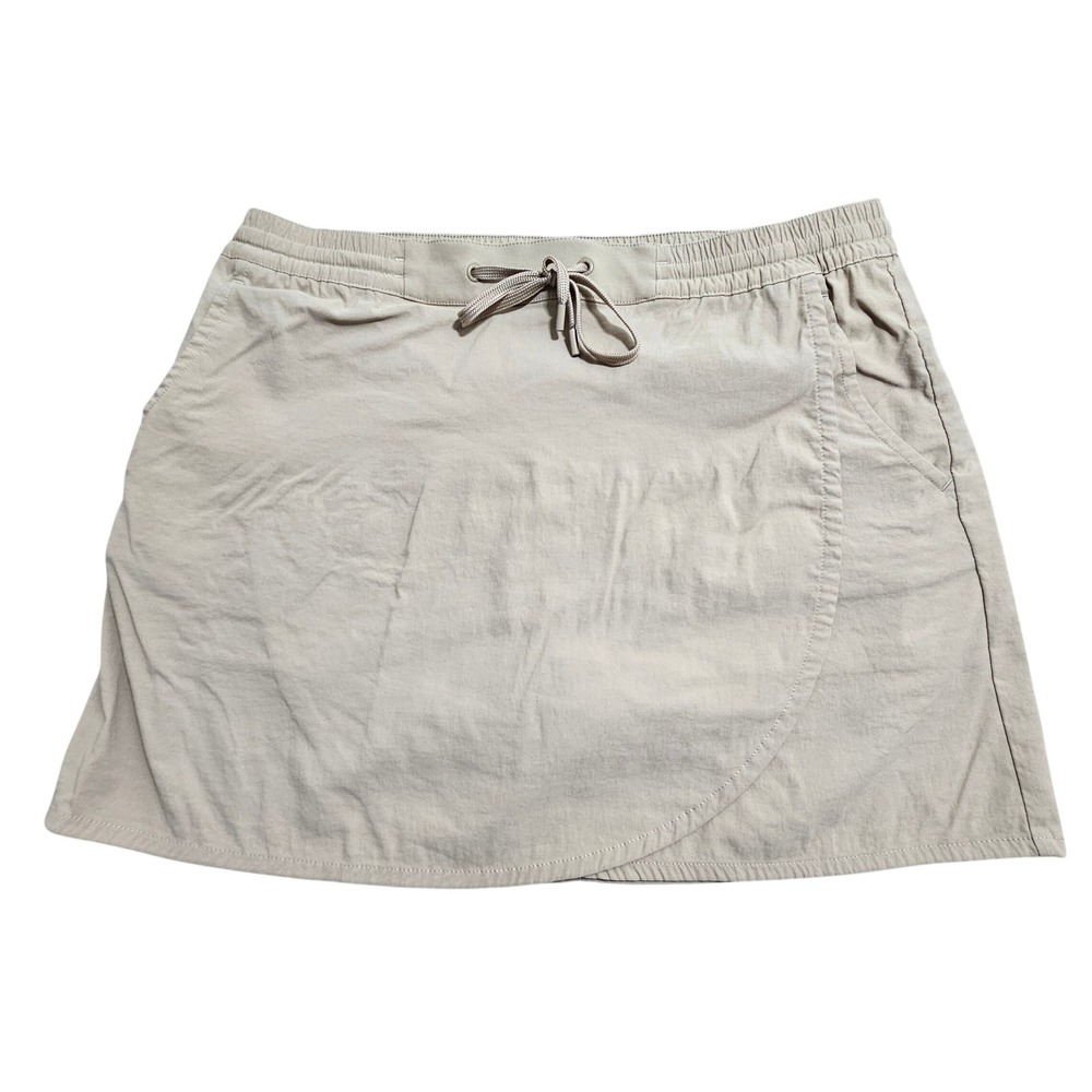 Eddie Bauer Tulip Hem Skort Women L Khaki Tan Hiking Travel CXWB1302